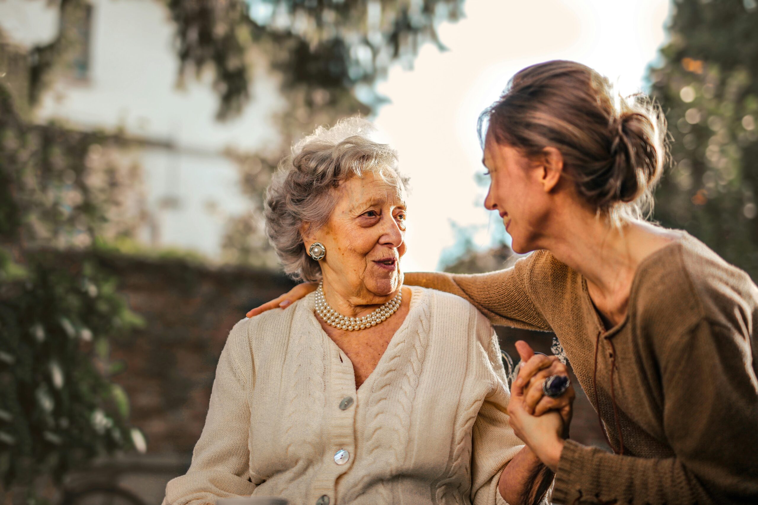 Old lady and daughter